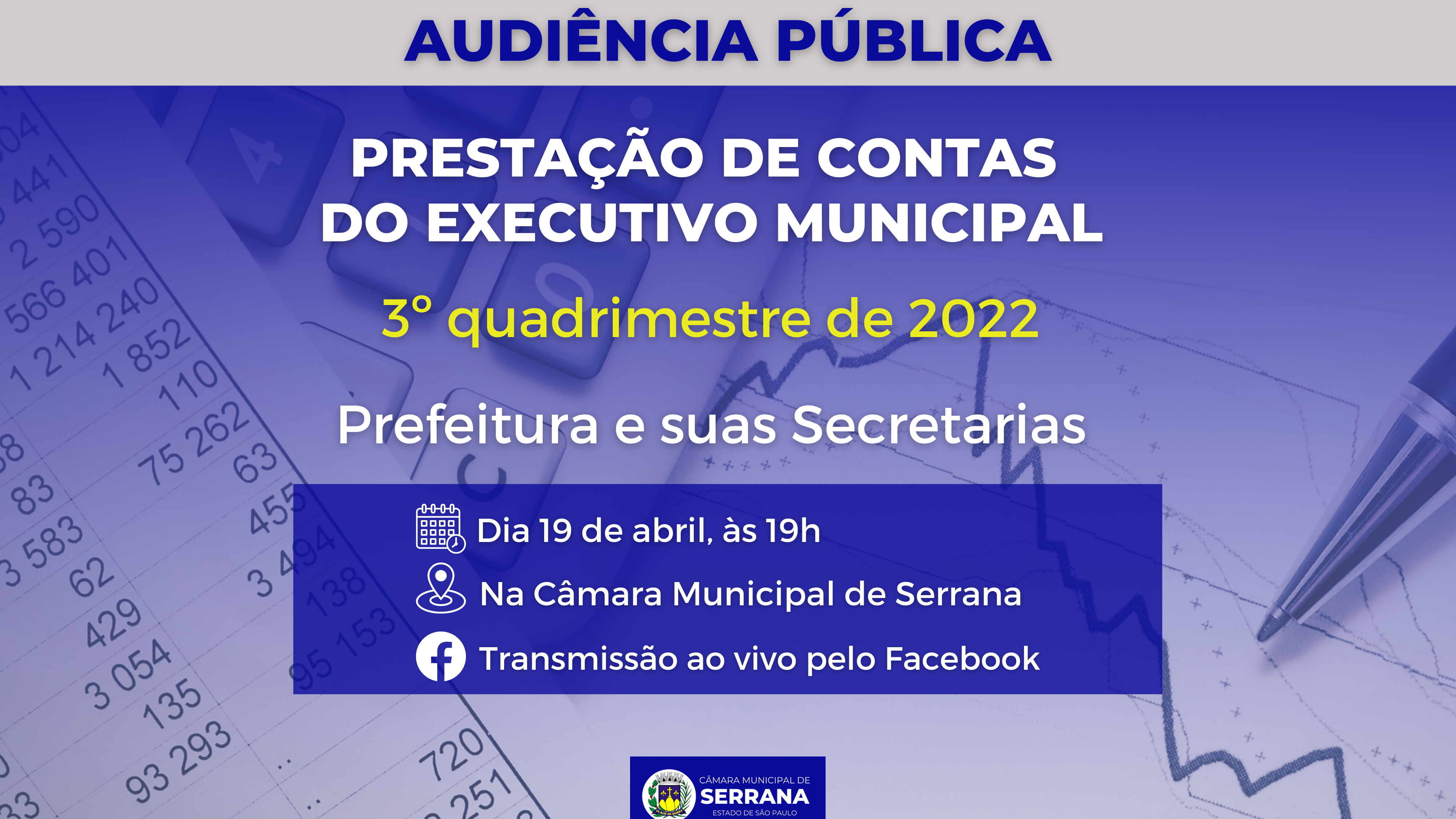 Audiência Pública de prestação de contas - 19/04/2023 ás 19h