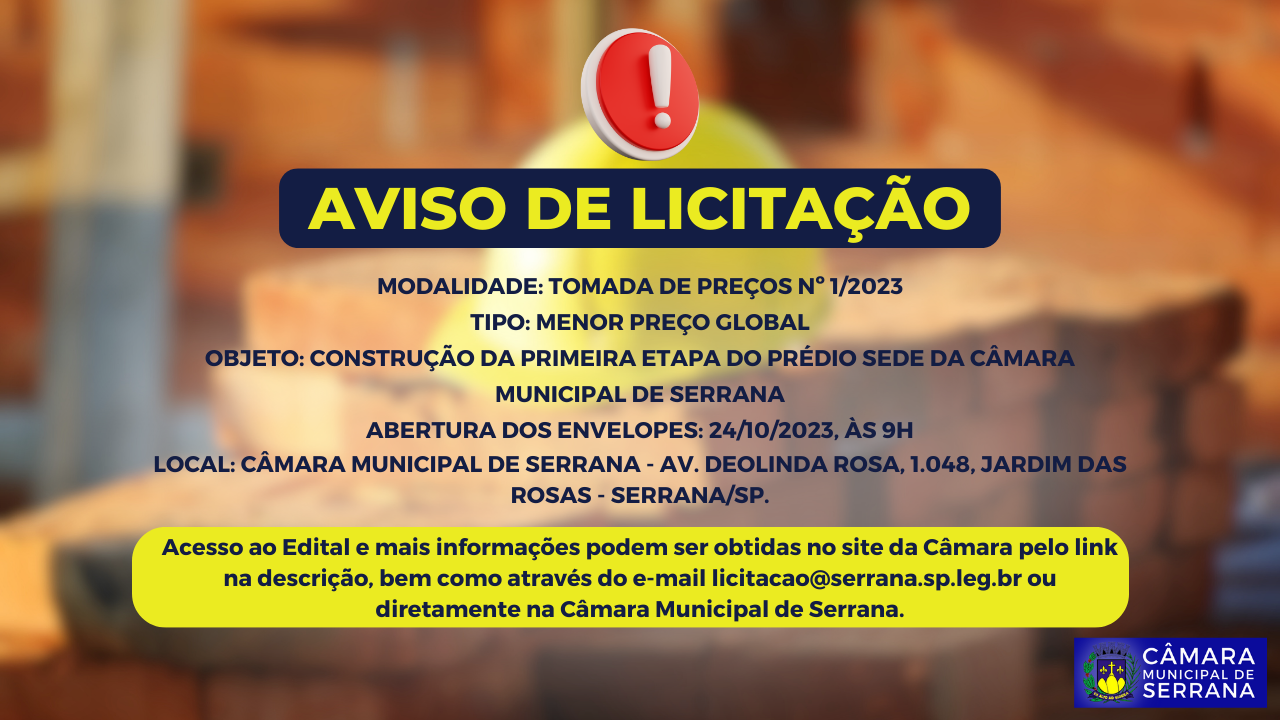 AVISO DE LICITAÇÃO - TOMADA DE PREÇOS Nº 1/2023