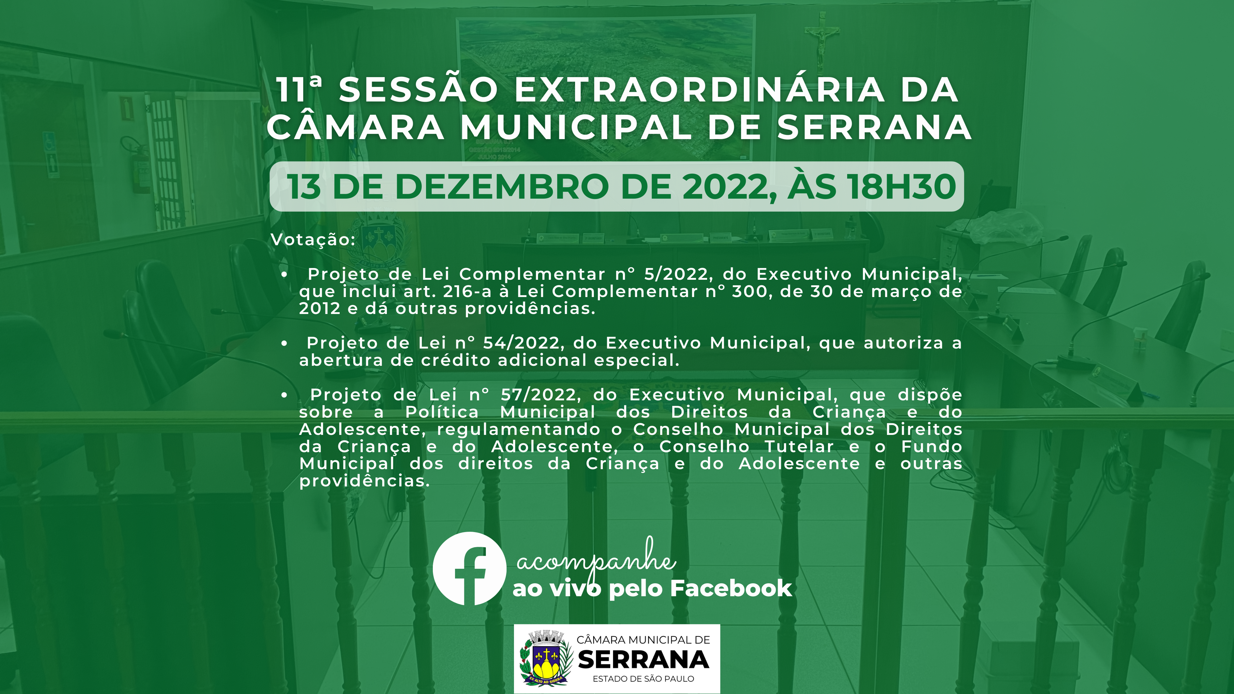 11ª Sessão Extraordinária - 13/12/2022, às 18h30