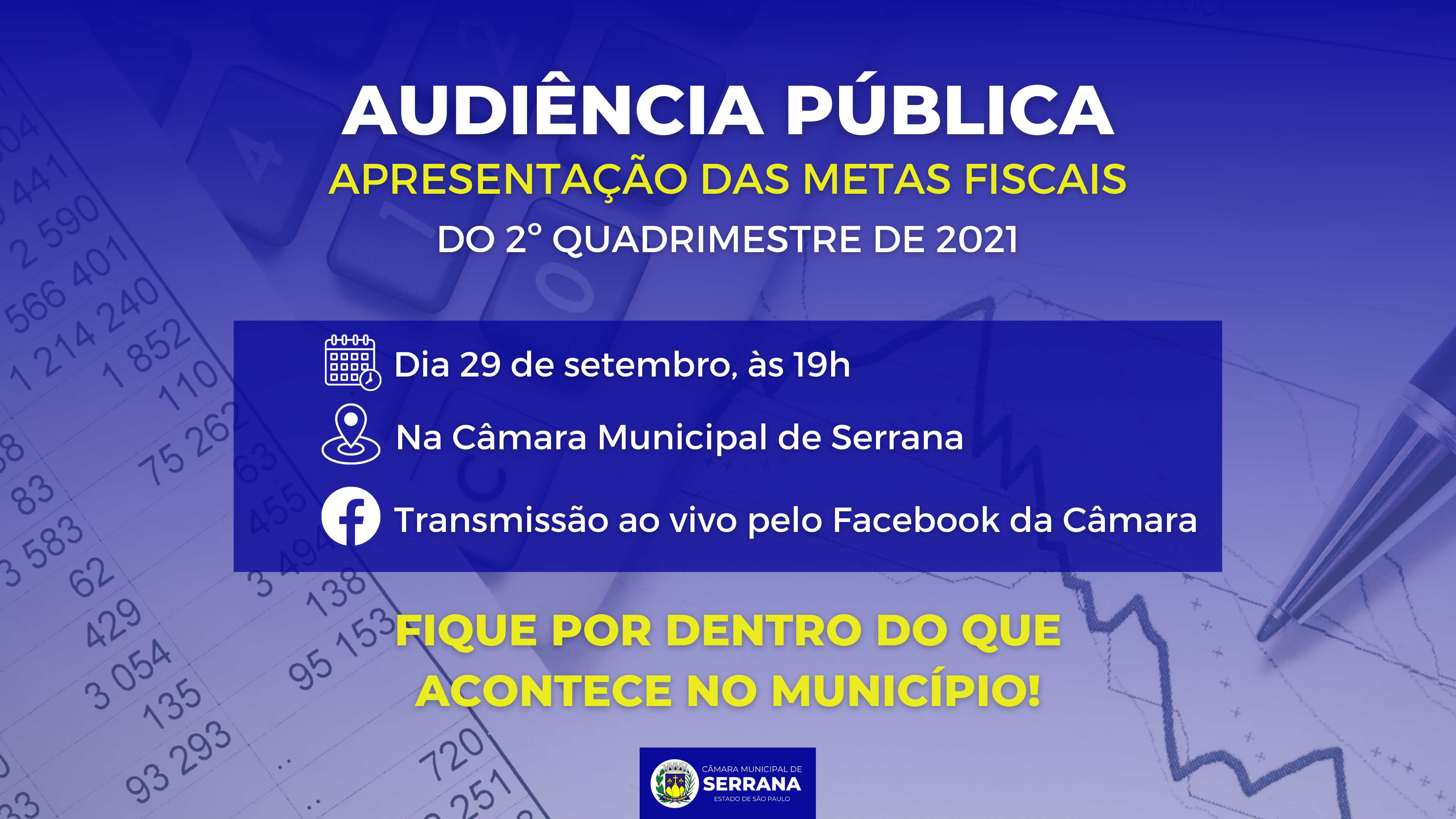 Audiência Pública de apresentação das metas fiscais do 2º quadrimestre - dia 29/09 ás 19h