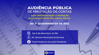 Audiência Pública de prestação de contas da Prefeitura - 08/12/2022 às 19h