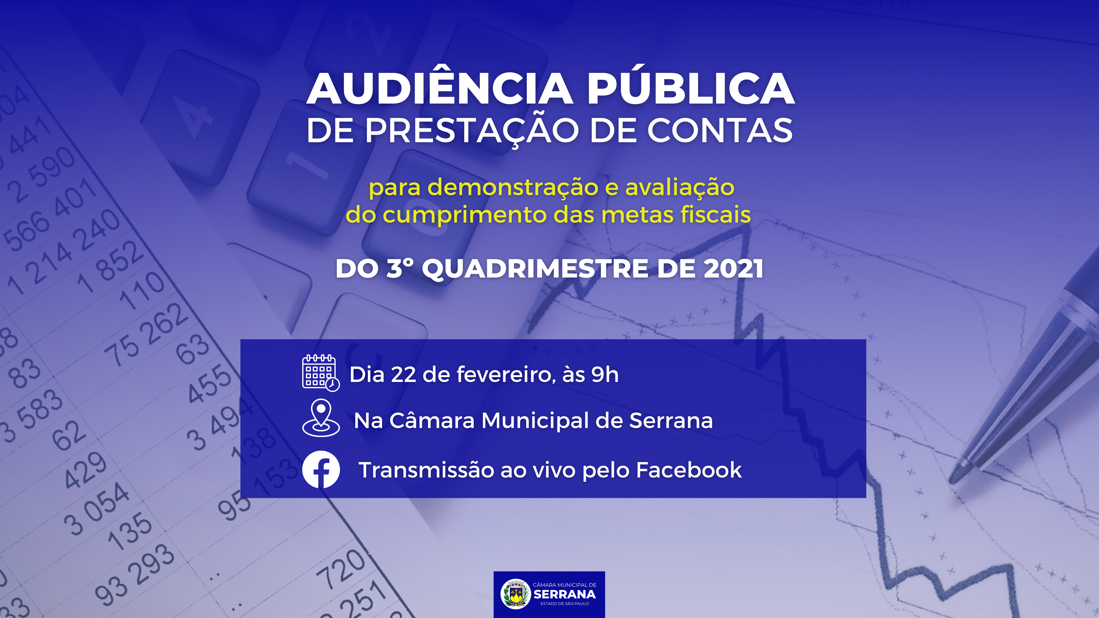 Audiência Pública de prestação de contas para demonstração e avaliação do cumprimento das metas fiscais do 3° quadrimestre de 2021.