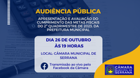 AUDIÊNCIA PÚBLICA METAS FISCAIS 2º QUADRIMESTRE - 26/10 ÀS 19H