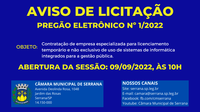 AVISO DE LICITAÇÃO - Pregão Eletrônico nº 1/2022