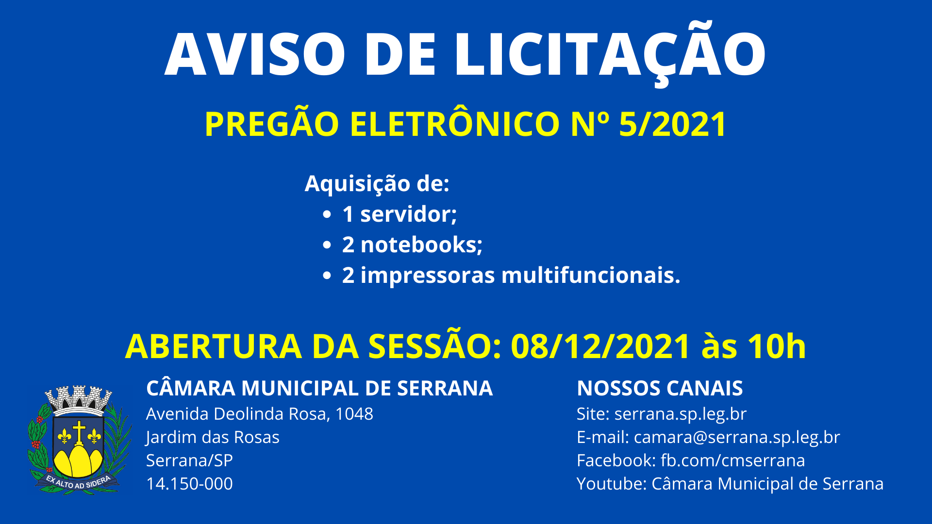 Aviso de Licitação (Pregão Eletrônico nº 5/2021)