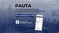 Pauta da 13ª Sessão Ordinária.