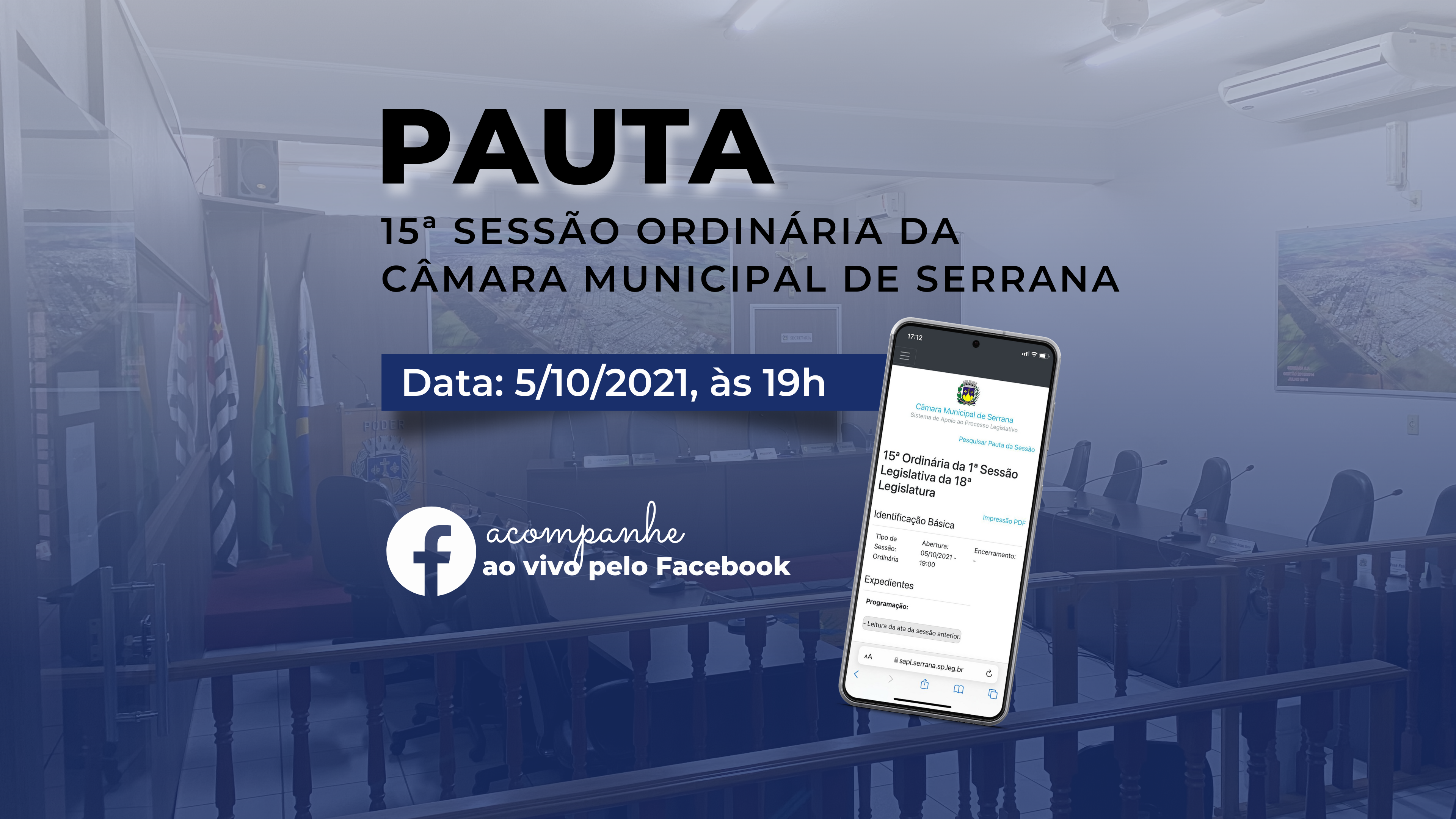 Pauta da 15ª Sessão Ordinária - 05/10/2021