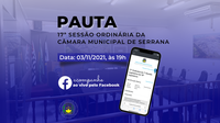 Pauta da 17ª Sessão Ordinária - 03/11/2021 às 19h.